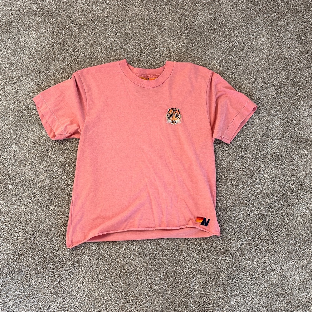 Pink Aviator Nation Tee with Tiger (size small)